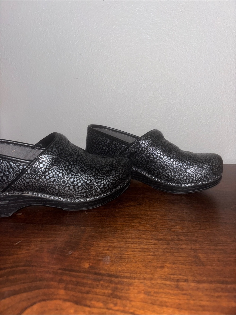 Dansko Black Metallic Patterned Clogs - Picture 6 of 7